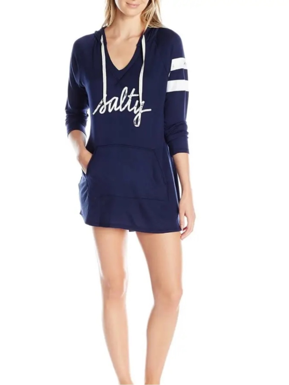 SPERRY SIZE L ~VARSITY STRIPE SWEATSHIRT DRESS HOODIE TOP PULLOVER COVERUP SHIRT